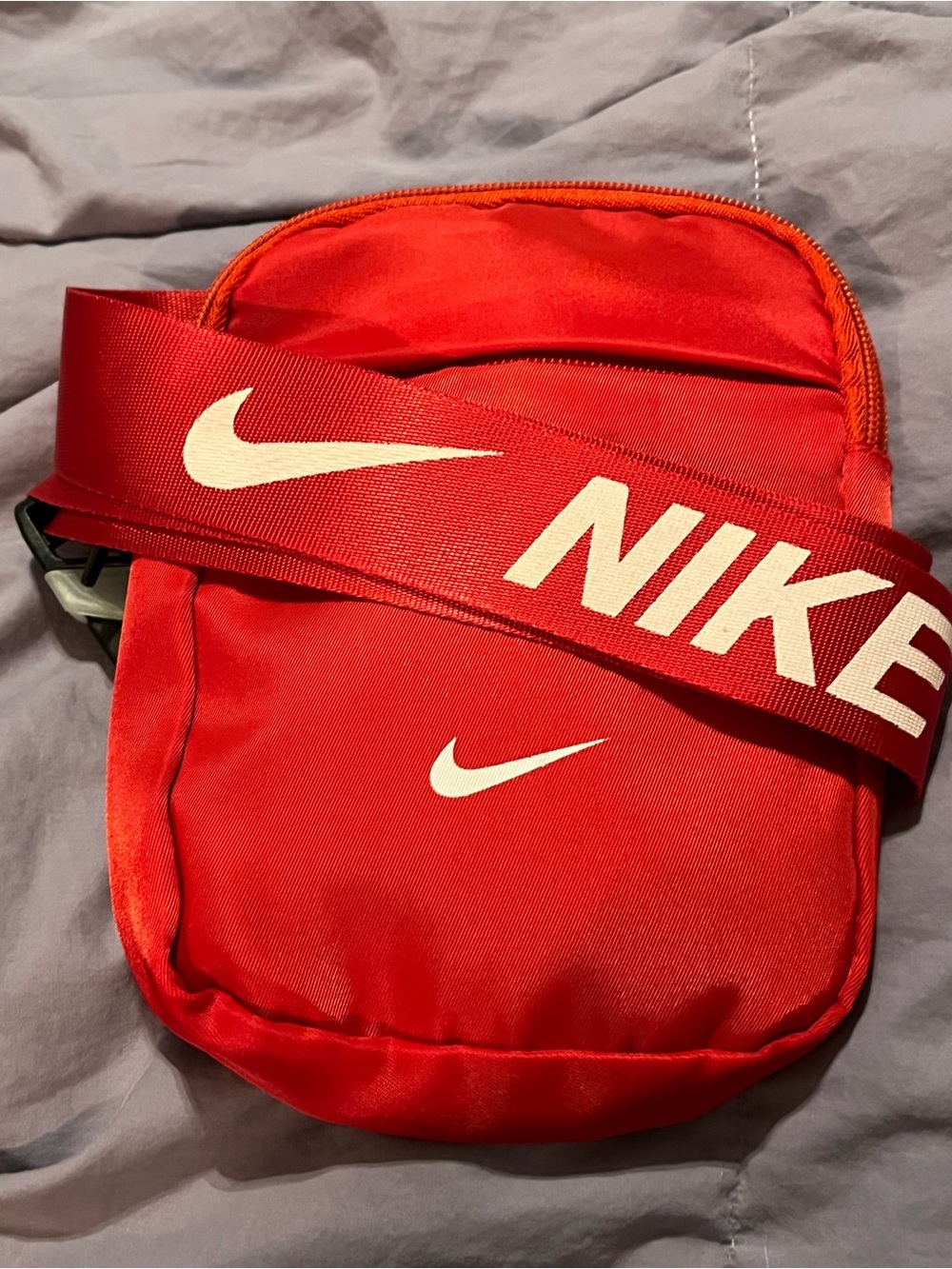 Nike Red Crossbody Belt Bag with Bold Branded Strap